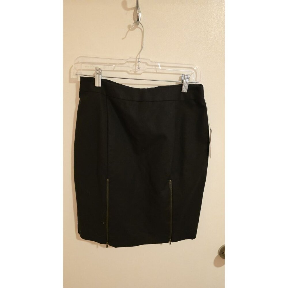 Worthington Pencil Skirt 6P 6 Petite Black Zipper Accents Office Business NWT